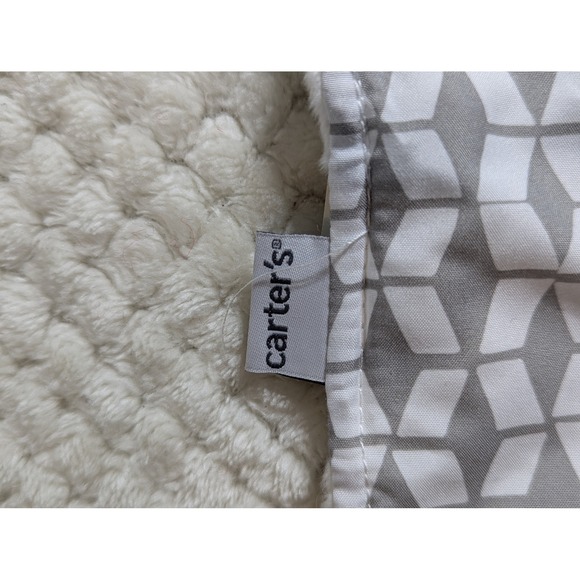 Carter's Infant Car Seat Cover | Gray White Geometric | Soft Plush - Picture 2 of 6